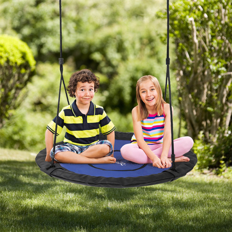 Swing children swing set 40 inch saucer tree swing seat height adjustable nylon rope with padded best sale steel frame